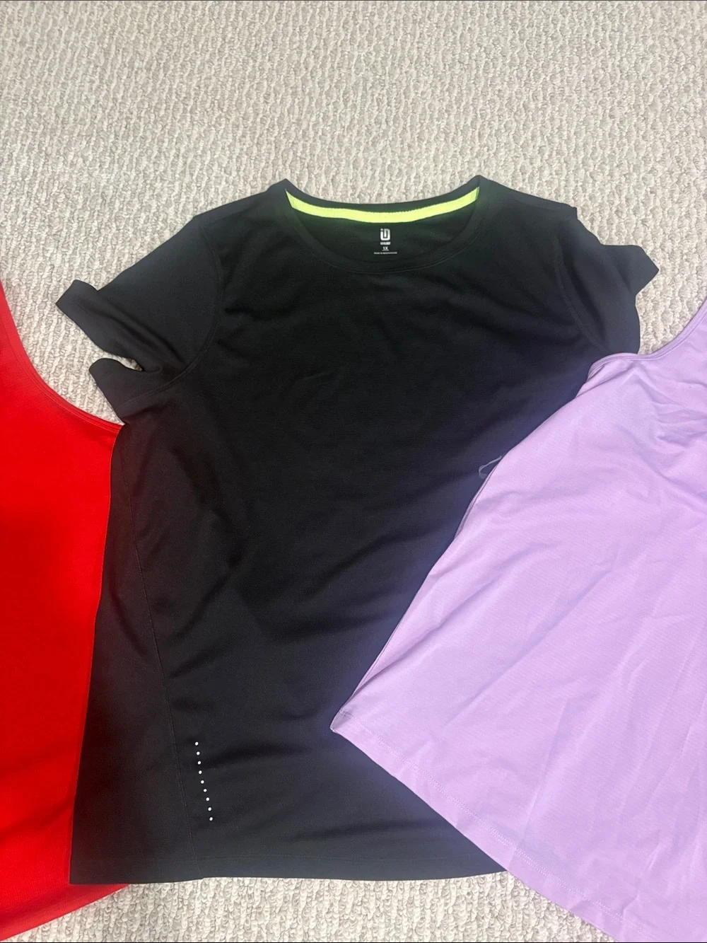 Active Tank & Tee Set - Red, Black, Lavender 1x bundle